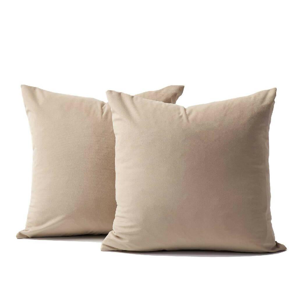 Funda X2 Cojines Decorativos Cuadrados En Tela Beige - VIRTUAL MUEBLES