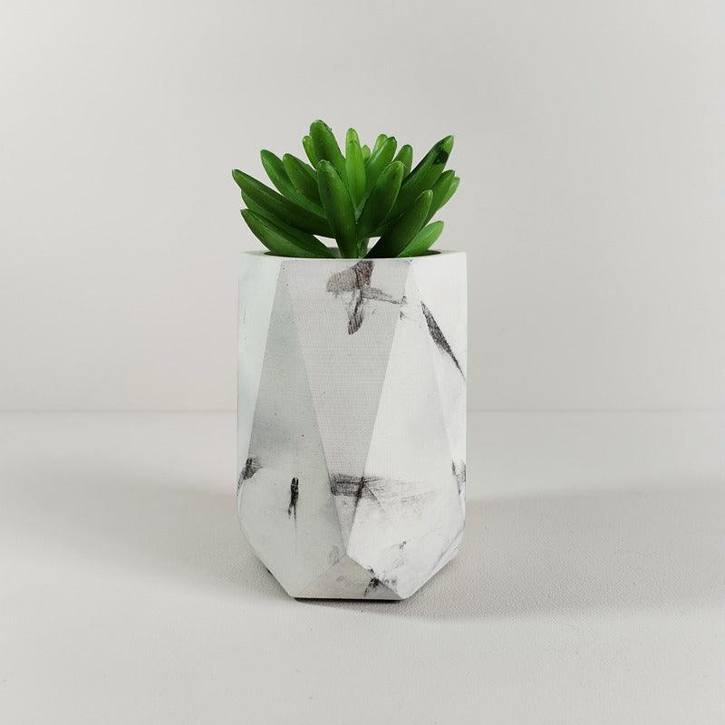 Florero Jarrón de Cemento 11x7 cm Mármol Negro - VIRTUAL MUEBLES
