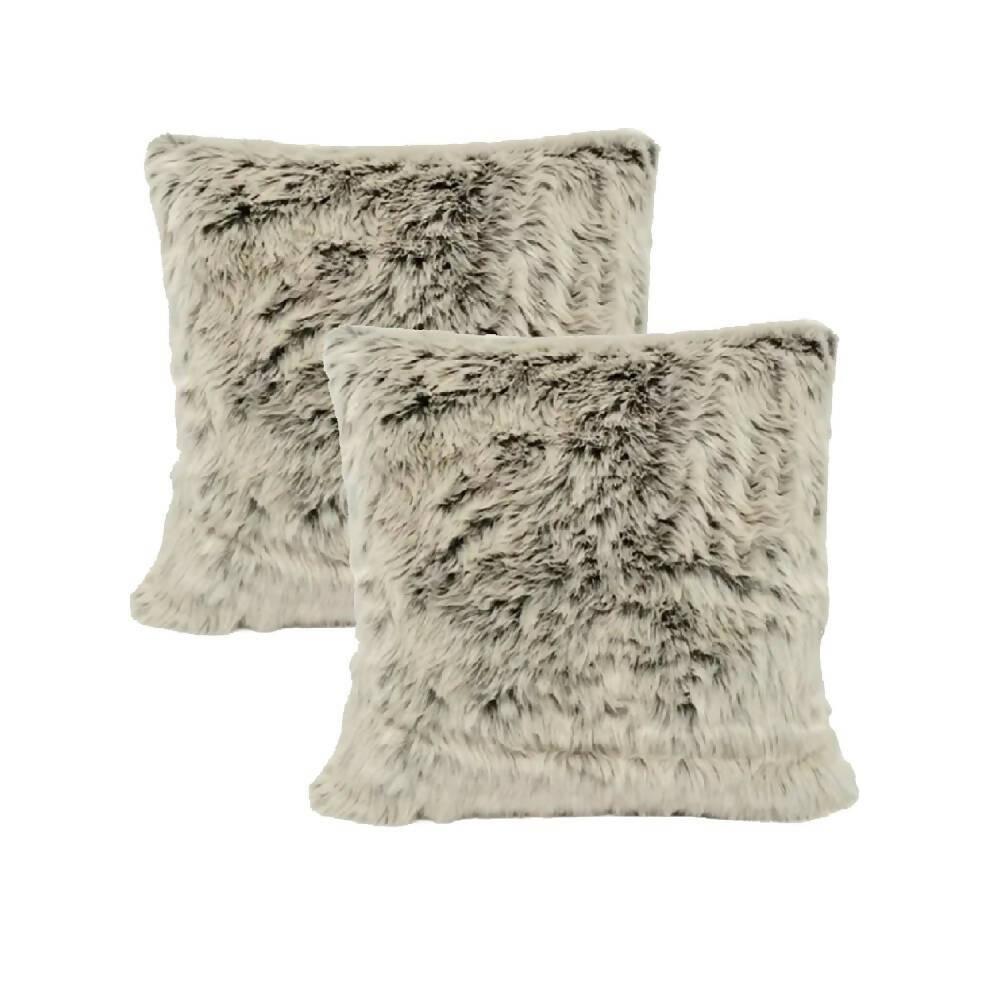 Kit X 2 Fundas Cojines Peluche Largo Crema Matizado - VIRTUAL MUEBLES