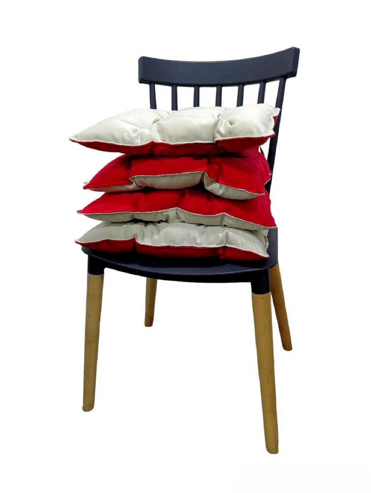 Cojin Para Silla Doble Faz Tela Pet-friendly - Rojo y Marfil x4