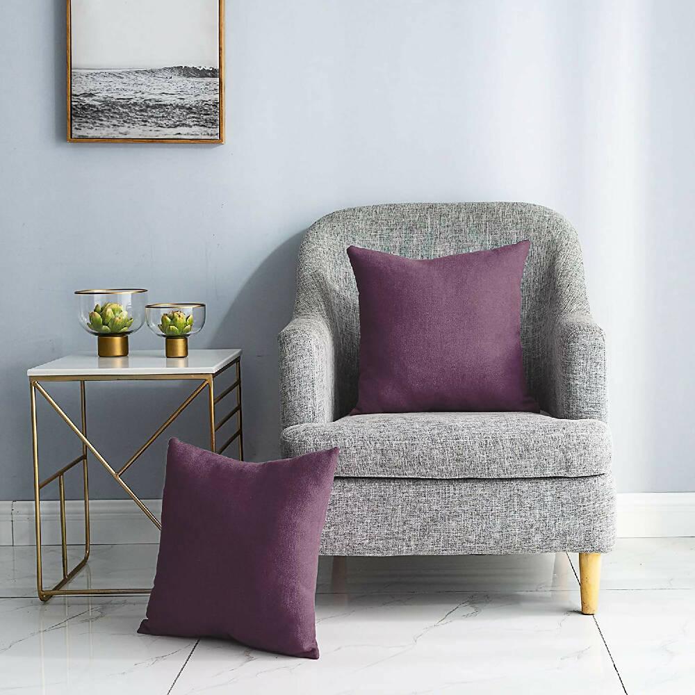 Funda X2 Cojines Decorativos Cuadrados En Tela Lila - VIRTUAL MUEBLES