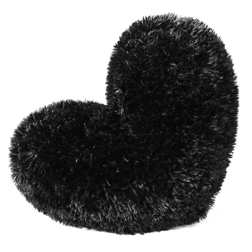 Cojín Decorativo Peludo Corazón Negro - VIRTUAL MUEBLES