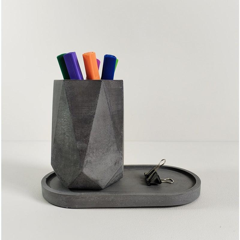 Florero Jarrón de Cemento 11x7 cm Oscuro - VIRTUAL MUEBLES