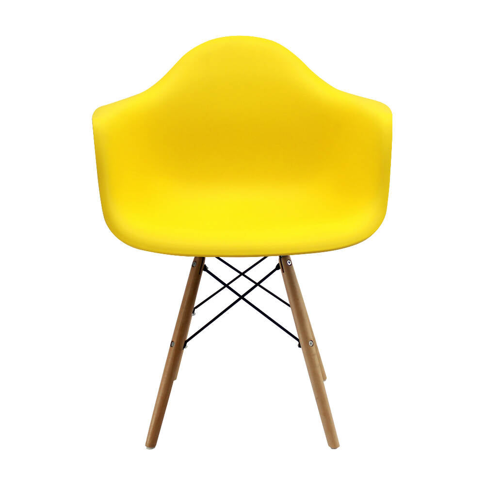 Kit por 4 Silla Eames Con Brazos Patas en Madera - Amarillo