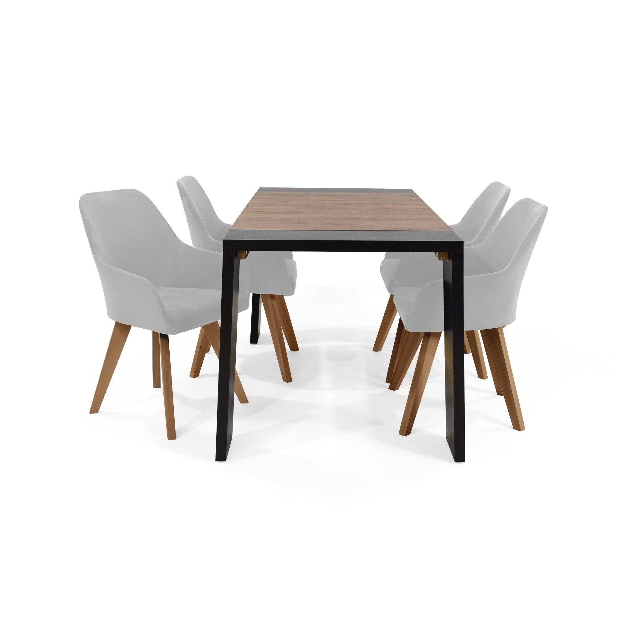 Juego de Comedor Chicago 4 Puestos con Sillas Murcia Tela Plata