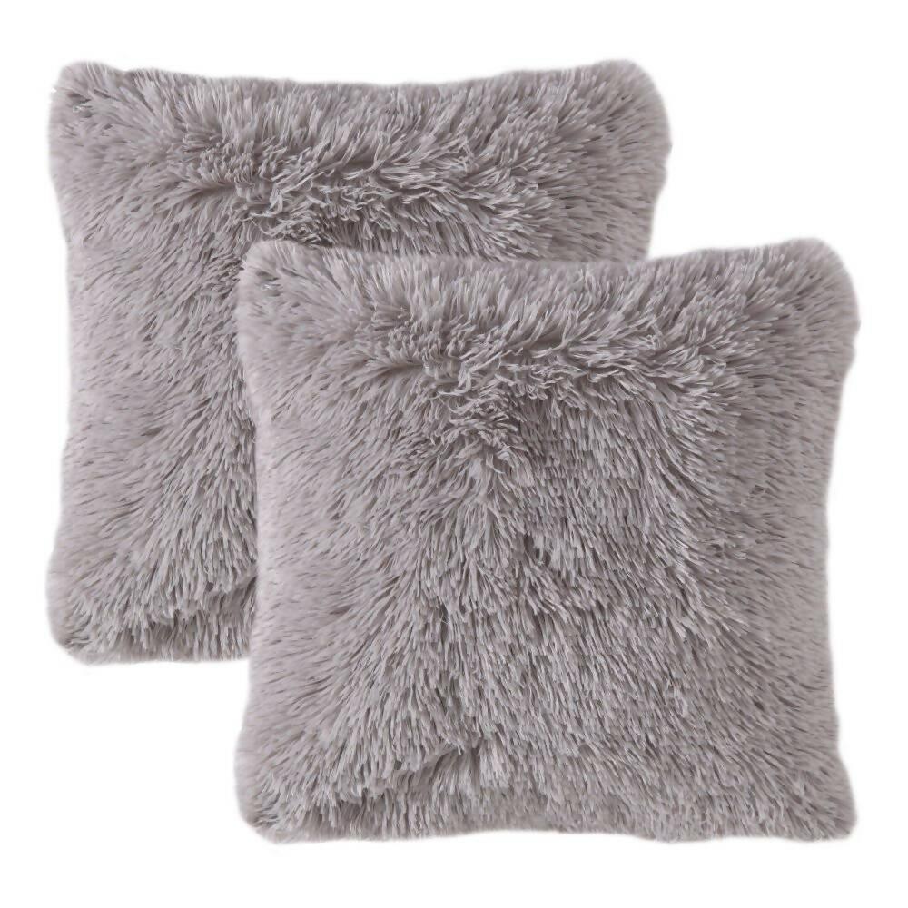 Cojin x2 Decorativo Péludo Gris Claro