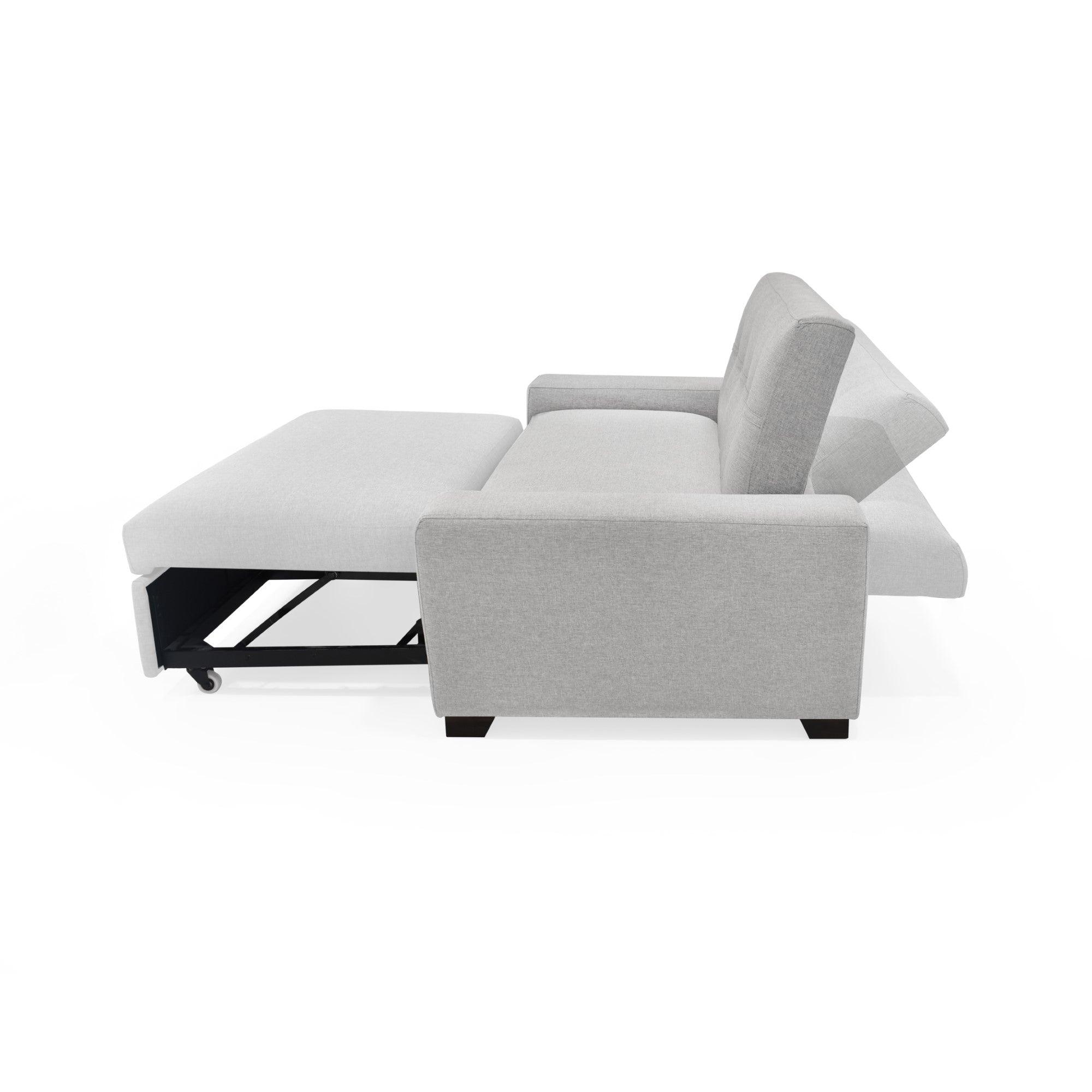 Sofa Cama 2P Hamburgo Tela Poliester Plata - VIRTUAL MUEBLES