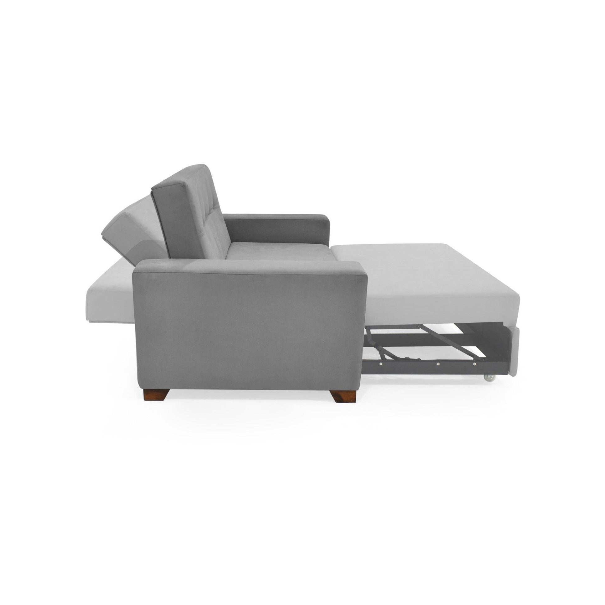 Sofa Cama 2P Hamburgo Tela Gris - VIRTUAL MUEBLES