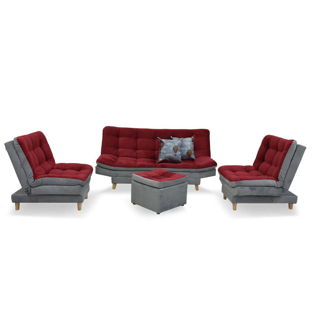 Sala Moltochic rojo con gris poliéster - VIRTUAL MUEBLES