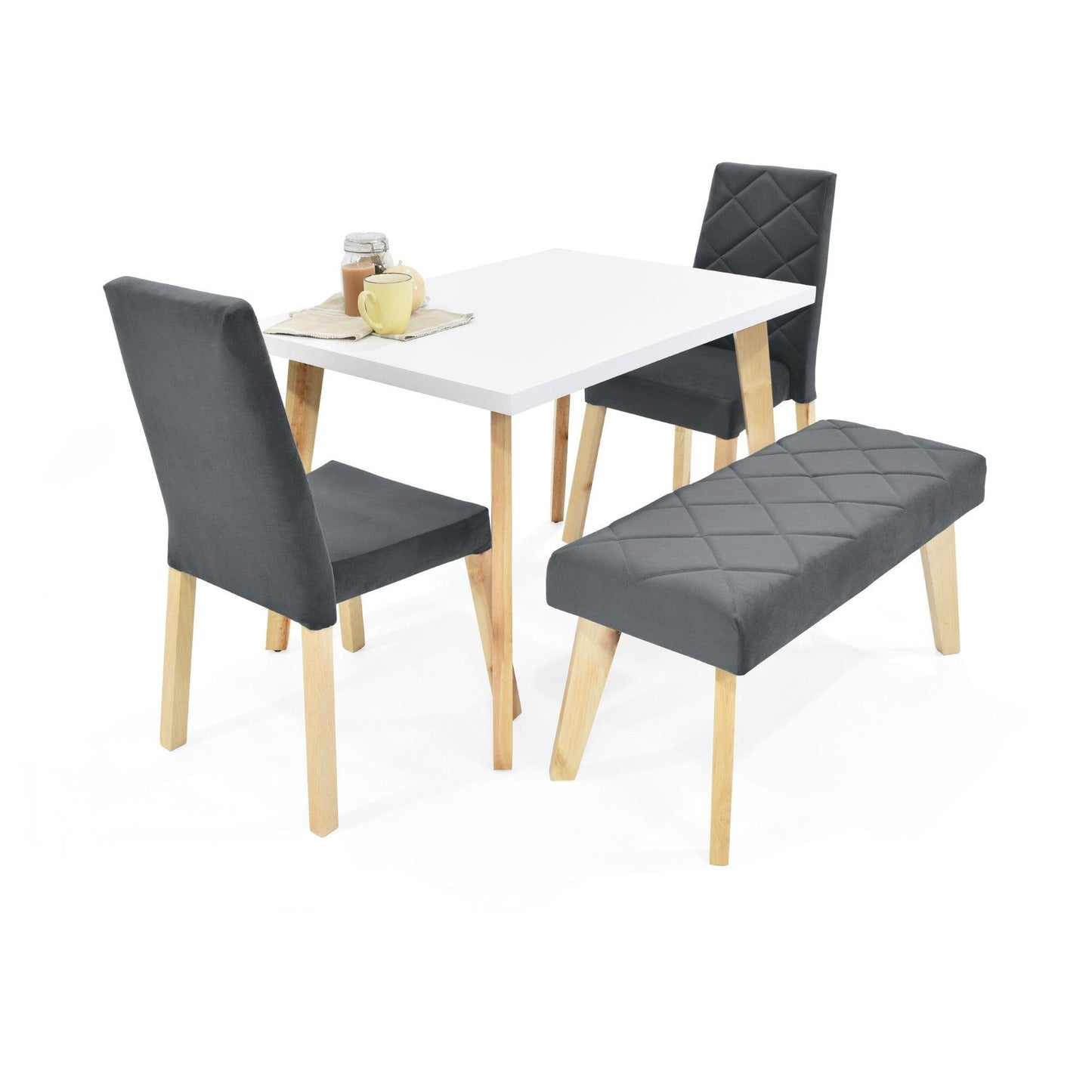 Juego de Comedor 4P Lugo Matiz Con Butaco Liverpool Tela Gris - VIRTUAL MUEBLES