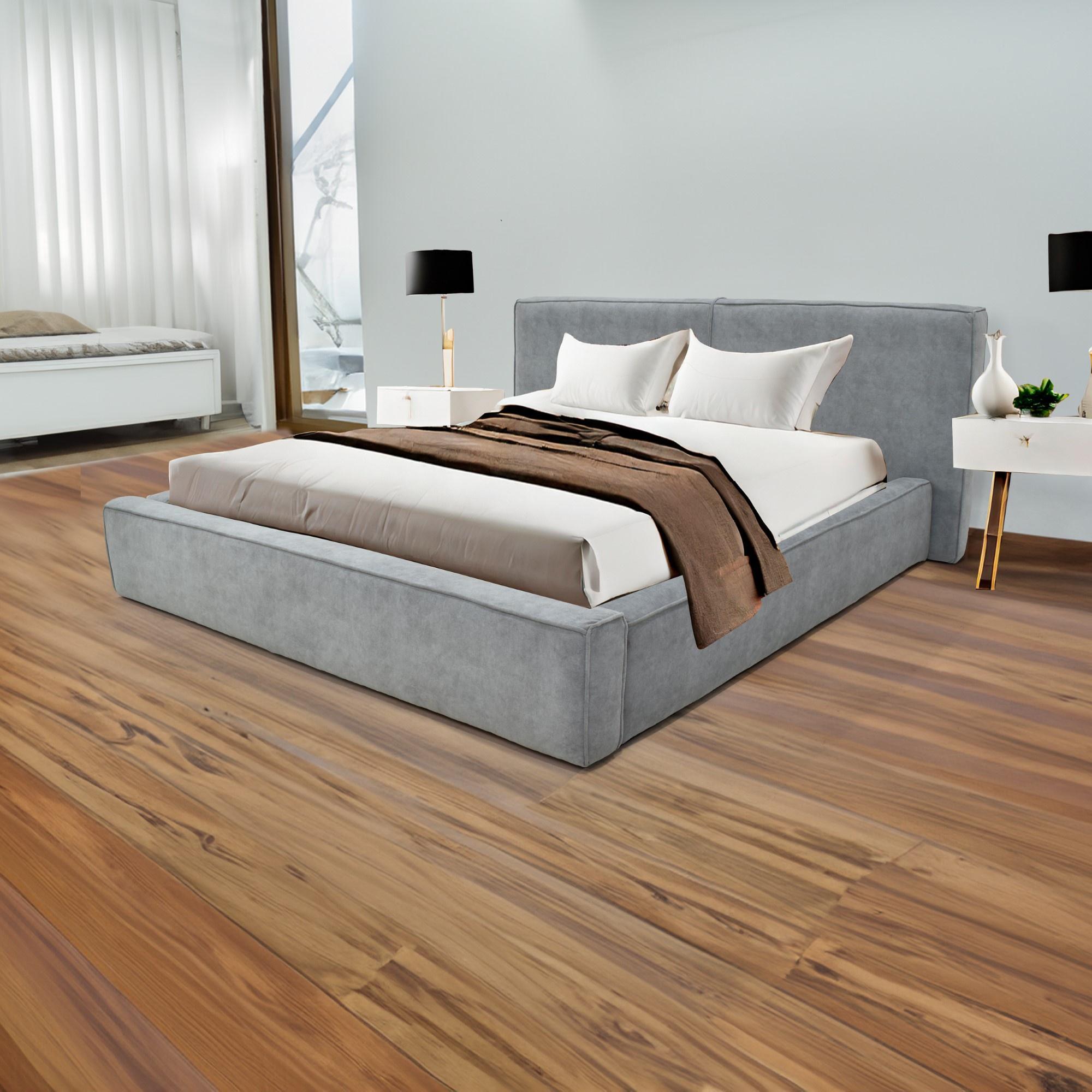 Cama Lennon Queen Tela Gris