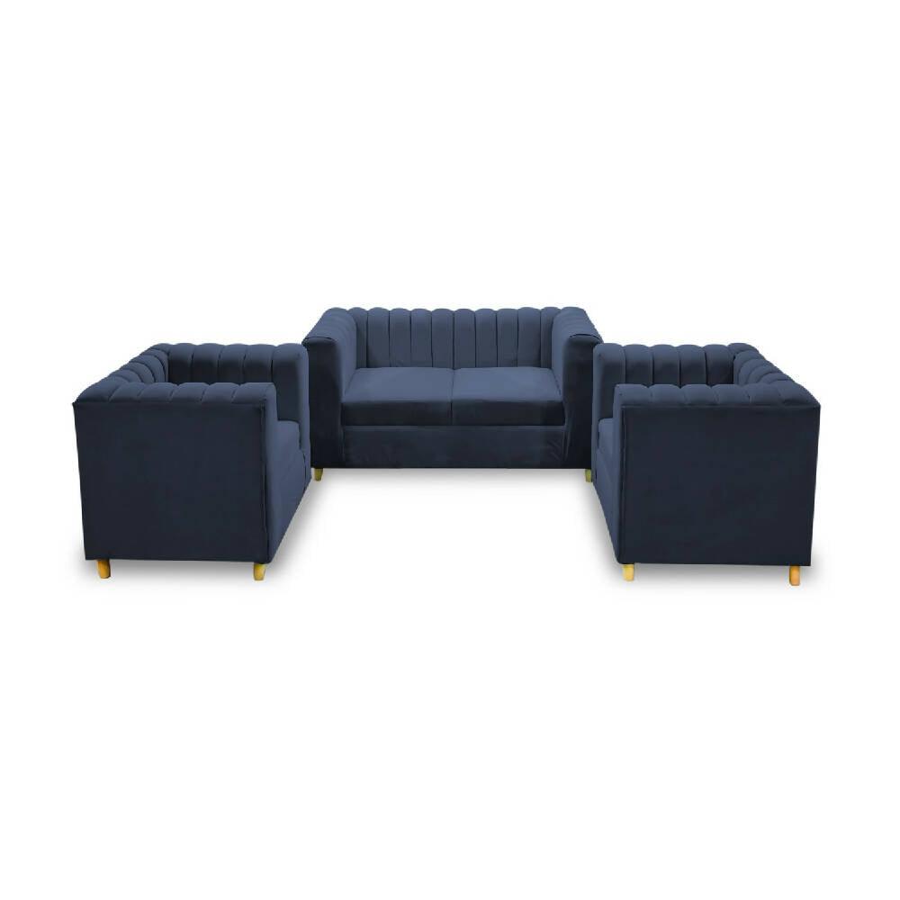 Sala tres palacios grafito, patas de madera - VIRTUAL MUEBLES