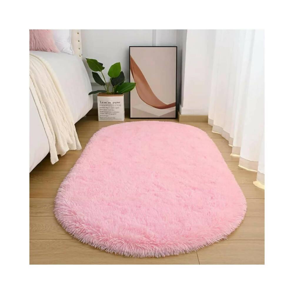 Tapete Pie de Cama Ovalado Rosa - VIRTUAL MUEBLES