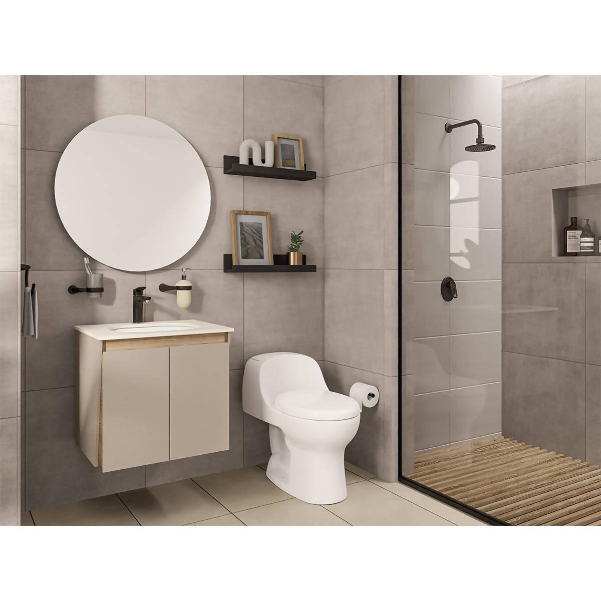 Grifería Lavamanos Corona Monocontrol Koral Media Mate Black Antimicrobiano - VIRTUAL MUEBLES