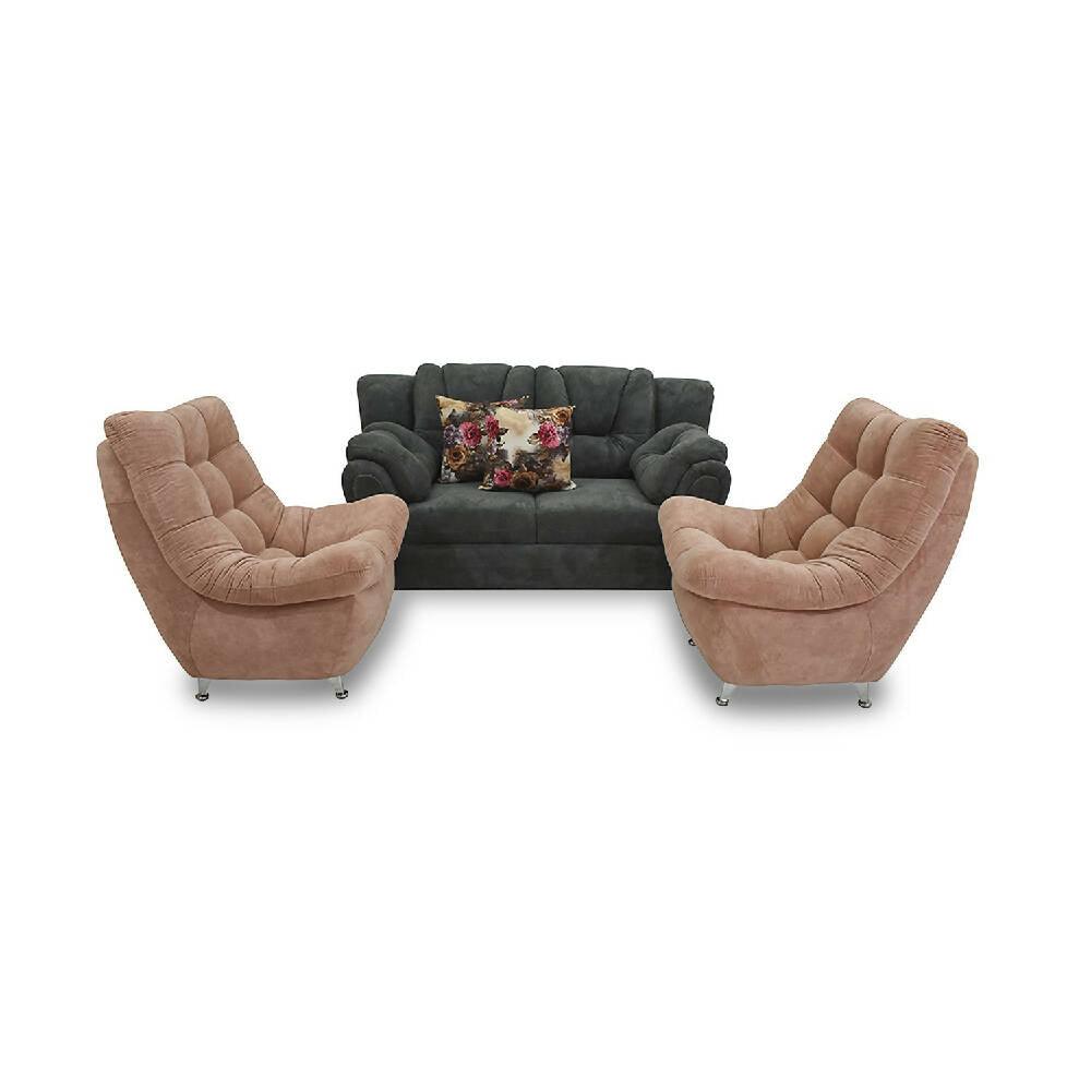 Sala relax lino gris y palo de rosa - VIRTUAL MUEBLES