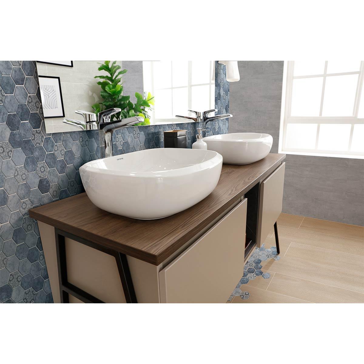 Mueble Lavamanos Rahim color Chocolate y Cocoa para Baño.