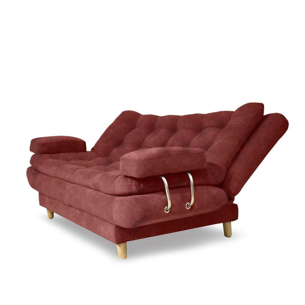 Sofá cama Damasco con brazos rojo lino - VIRTUAL MUEBLES