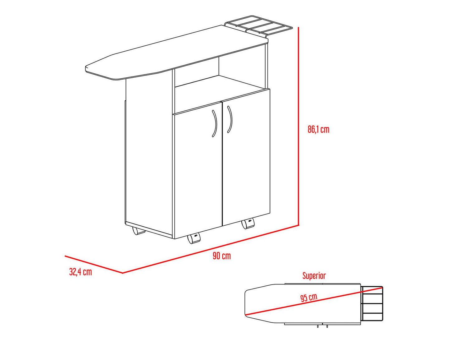 Mesa para Planchar Zendaya color Blanco para Habitación.