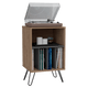 Mueble Auxiliar Lara, Miel y Plata Oscuro, con Patas en Acero y Espacio para Objetos Decorativos