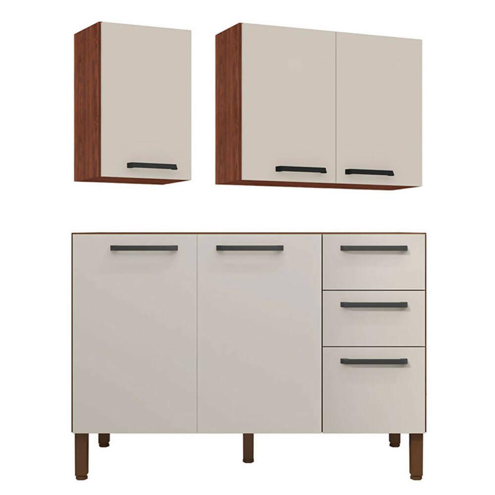 Cocina Canna 120cm 6 Puertas 2 Cajones Café/Blanco Apagado - VIRTUAL MUEBLES