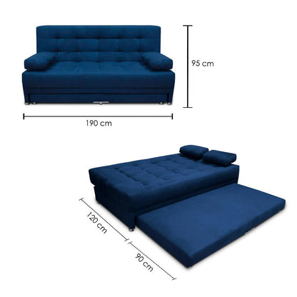 Sofa Cama Rosalin en azul - VIRTUAL MUEBLES