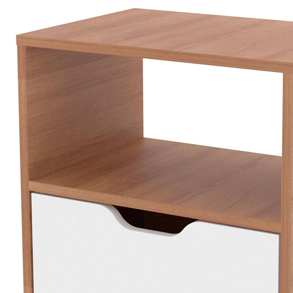 Mesa de noche essen almendra/blanco - VIRTUAL MUEBLES