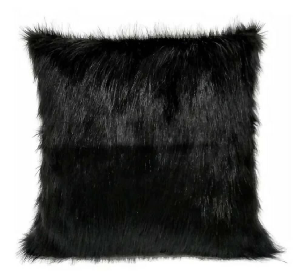 Funda Para Cojin Peluche Largo Negro - VIRTUAL MUEBLES