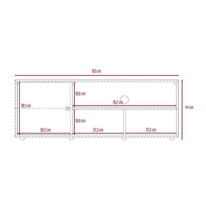 Mesa Para Tv Noah, Macadamia y Blanco Vainilla, con Variedad de Entrepaños - VIRTUAL MUEBLES