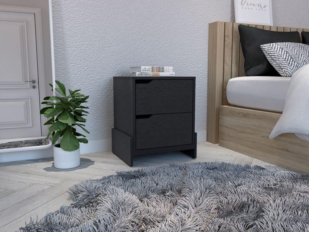 Mesa de Noche Douglas, Wengue, con Dos Cajones Organizadores X2 - VIRTUAL MUEBLES