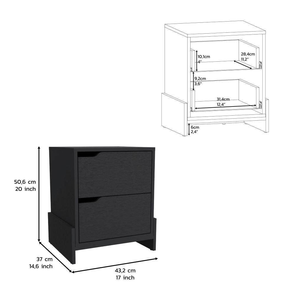 Mesa de Noche Douglas, Wengue, con Dos Cajones Organizadores X2 - VIRTUAL MUEBLES