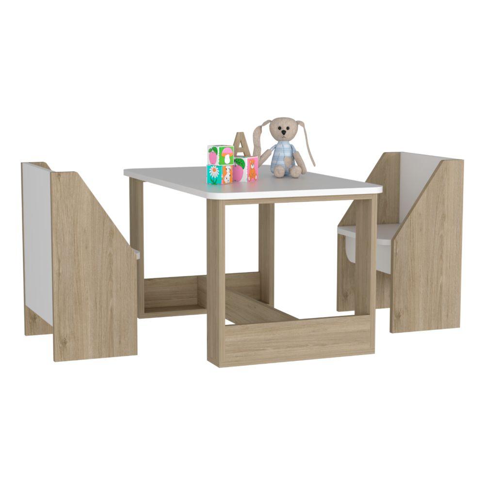 Mesa Infantil Romma color Beige y Blanco para Sala.
