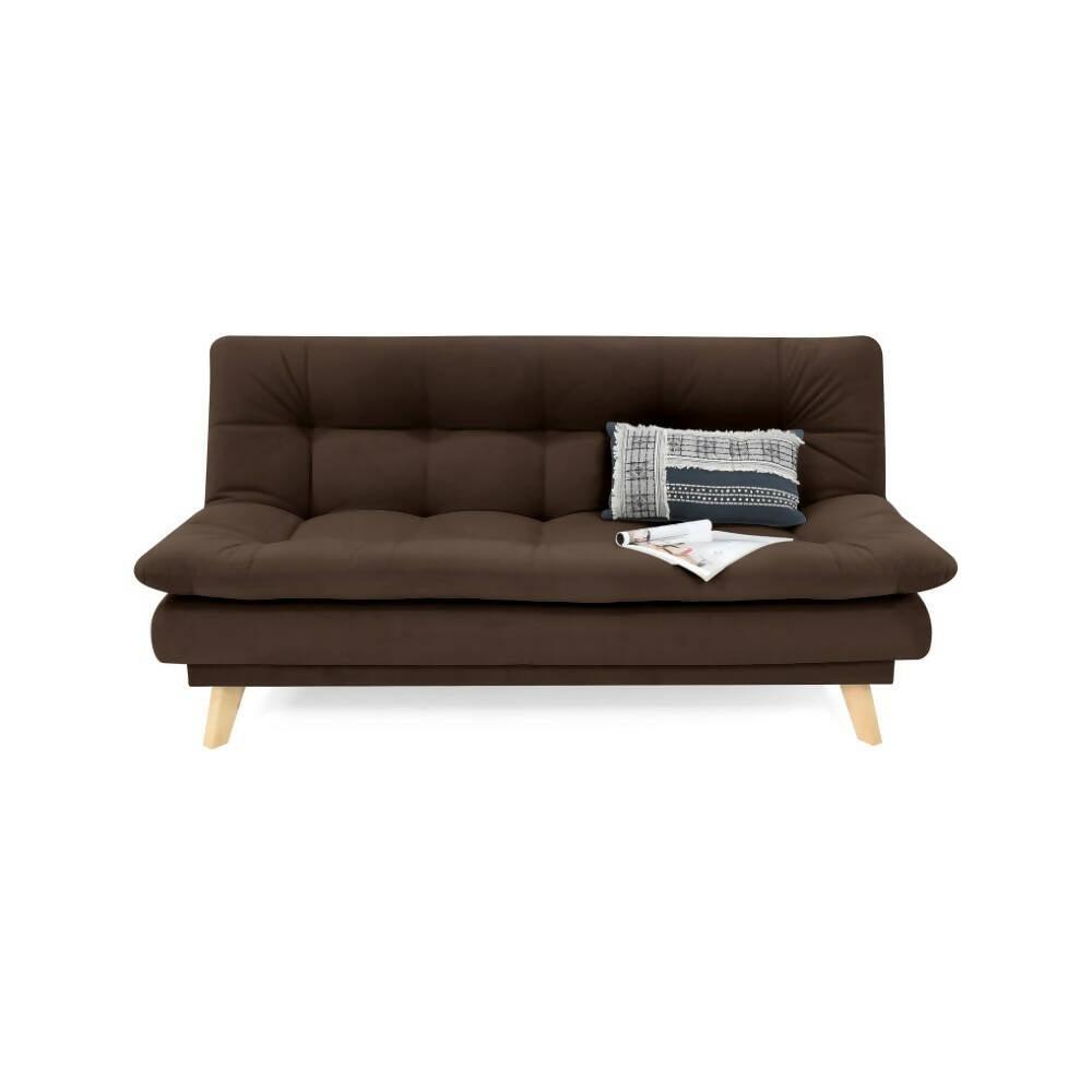 Sofa Cama Munich 3 Posiciones Tela Chocolate - VIRTUAL MUEBLES