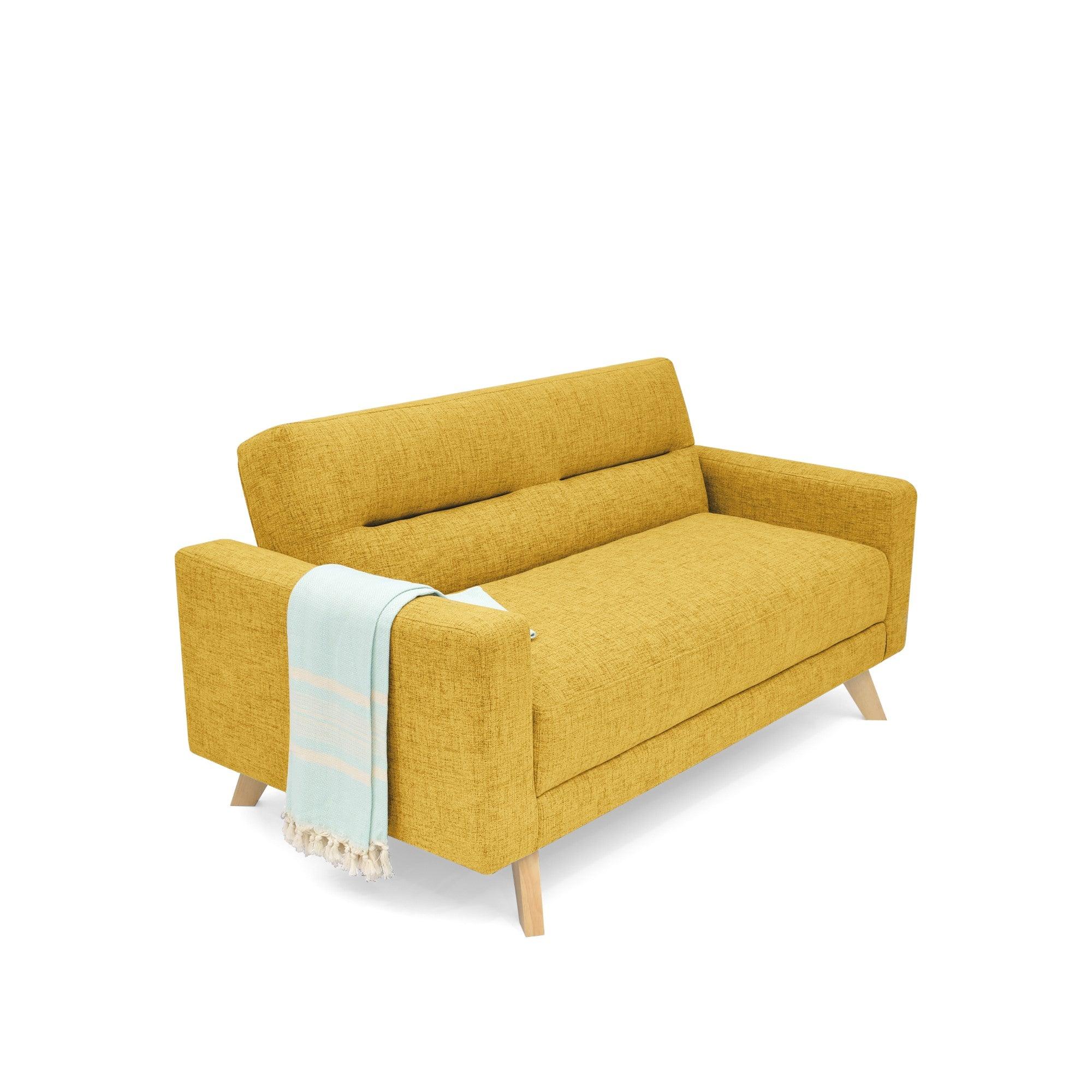 Sofa 2 Puestos Barza Tela Mostaza - VIRTUAL MUEBLES