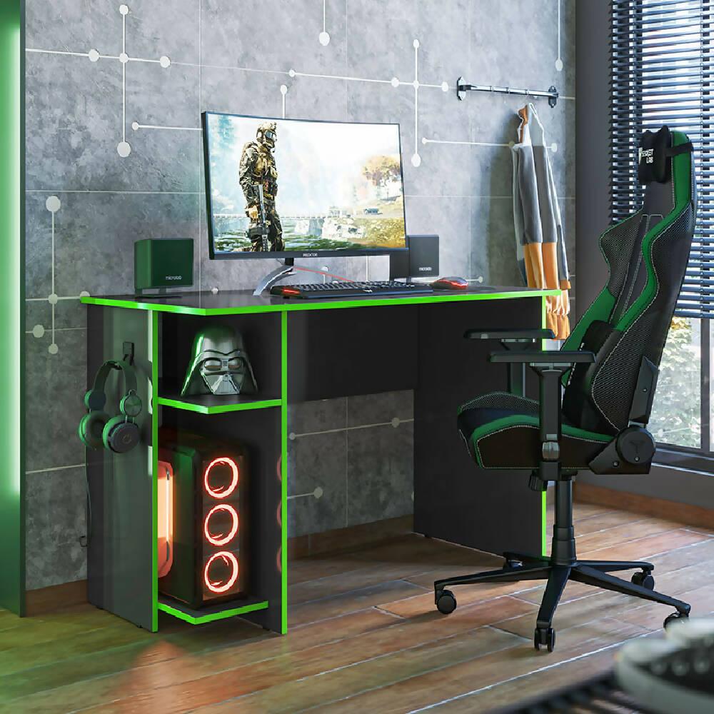 Escritorio Gamer Lyon Negro/Verde - VIRTUAL MUEBLES
