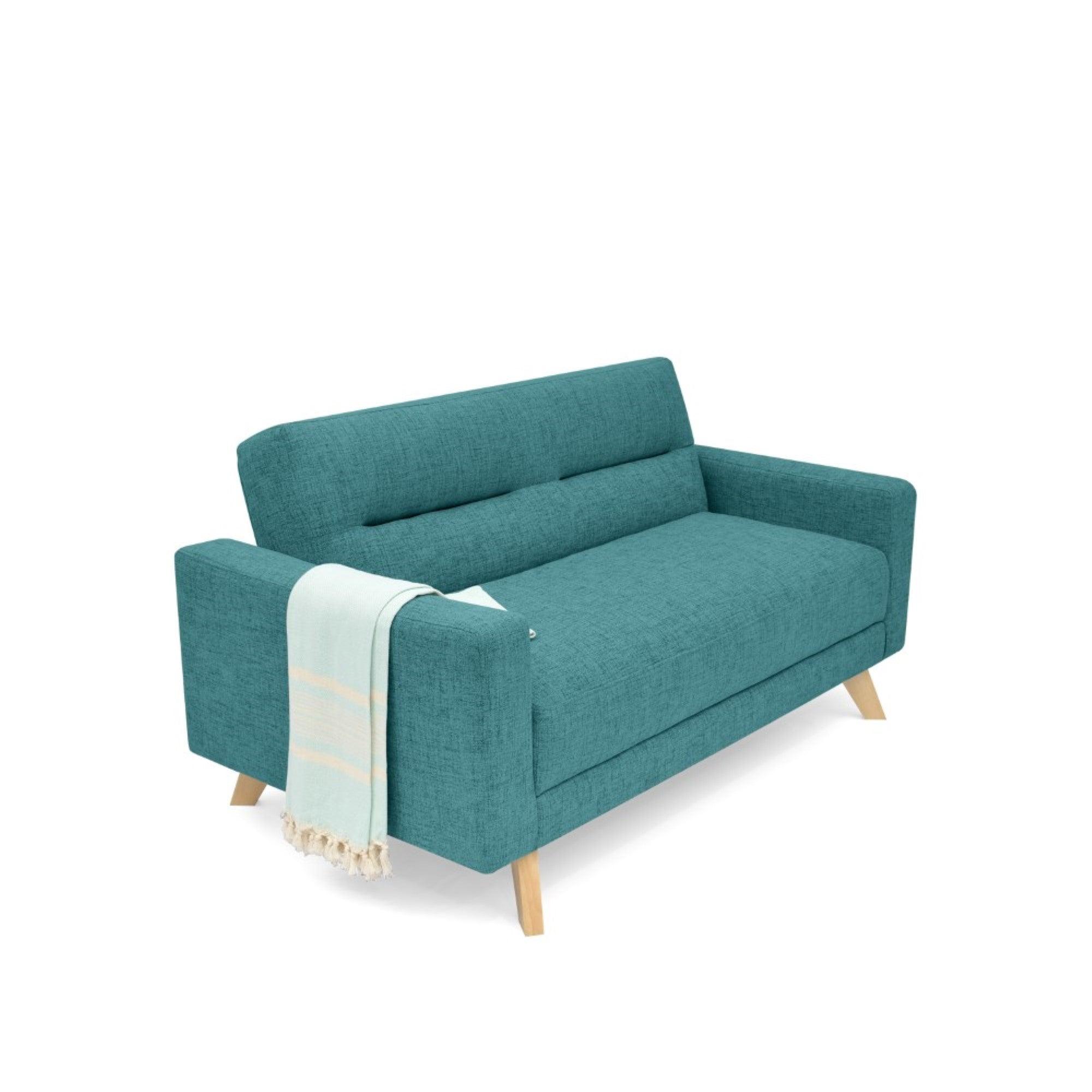Sofa 2 Puestos Barza Tela Petroleo - VIRTUAL MUEBLES