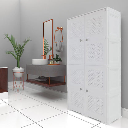 Mueble Organizador Elegance Rattan Da Vinci color Blanco Perla para Habitación.