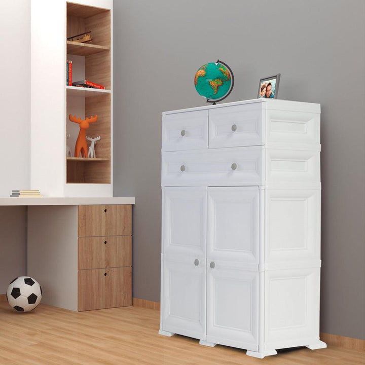 Mueble Organizador Elegance Picasso color Blanco Perla para Habitación.