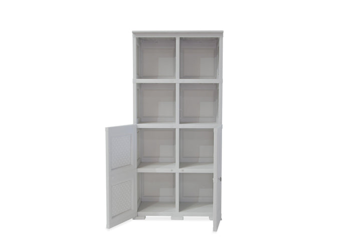 Mueble Organizador Elegance Rattan Monet color Blanco Perla para Habitación.