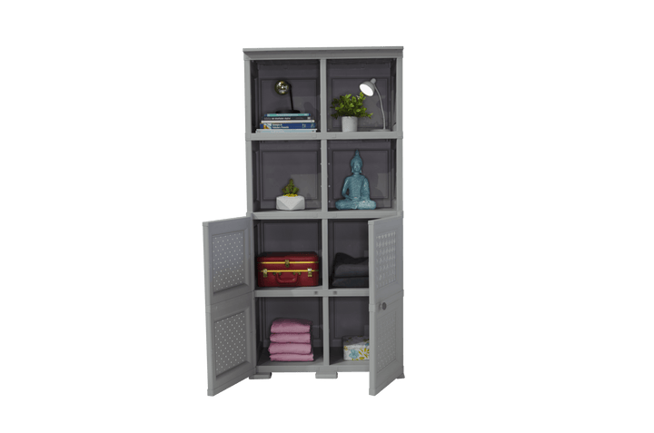 Mueble Organizador Elegance Rattan Monet color Gris para Habitación.