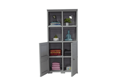 Mueble Organizador Elegance Rattan Monet color Gris para Habitación.