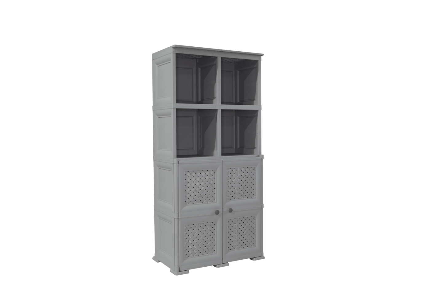 Mueble Organizador Elegance Rattan Monet color Gris para Habitación.