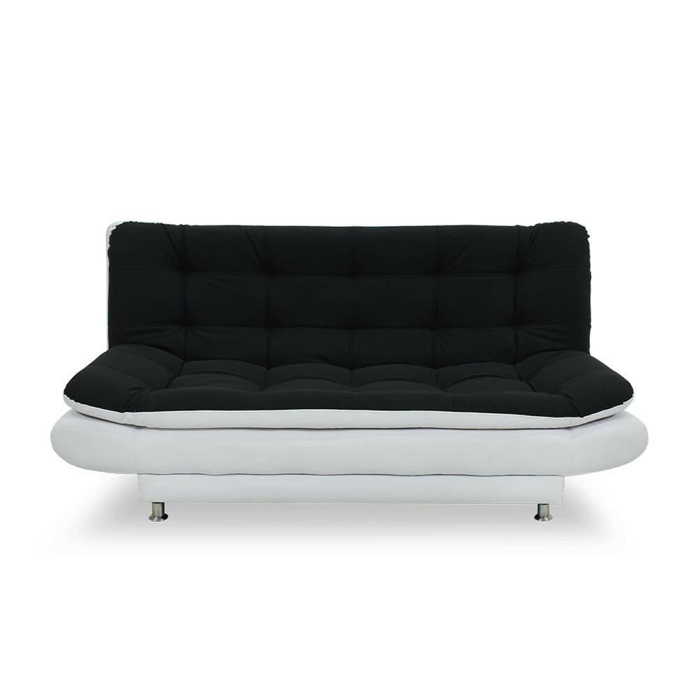 Sofá cama Damasco sintético negro/blanco. patas de acero - VIRTUAL MUEBLES