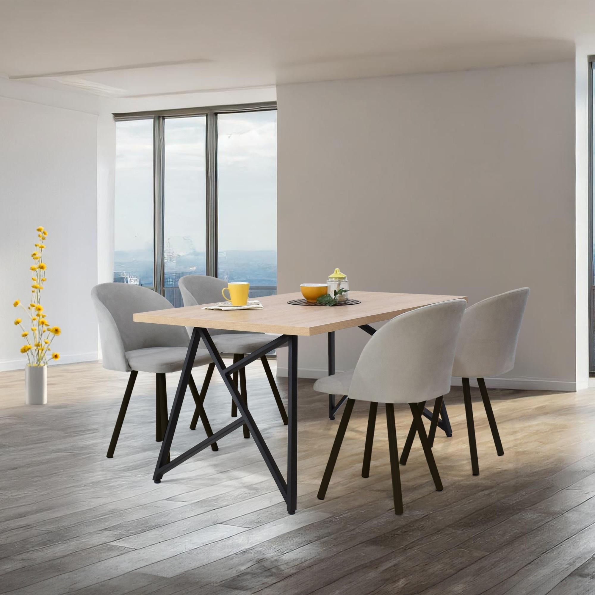 Comedor 4 Puestos Malaga Silla Sevilla Tela Plata