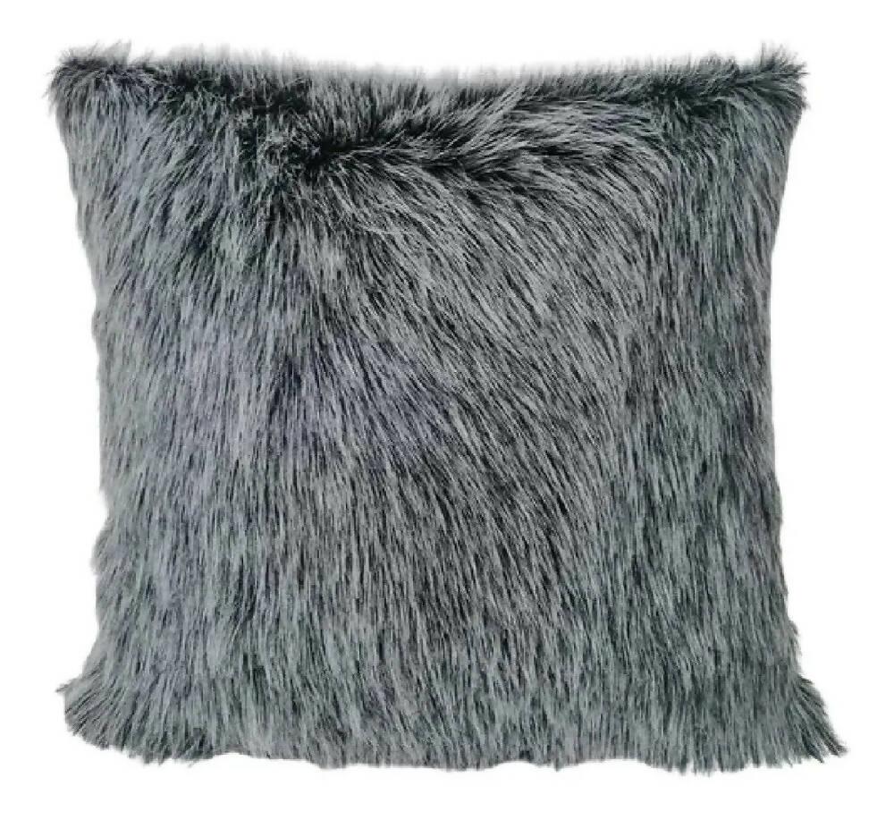 Kit X 2 Fundas Cojines Peluche Largo Gris Matizado - VIRTUAL MUEBLES