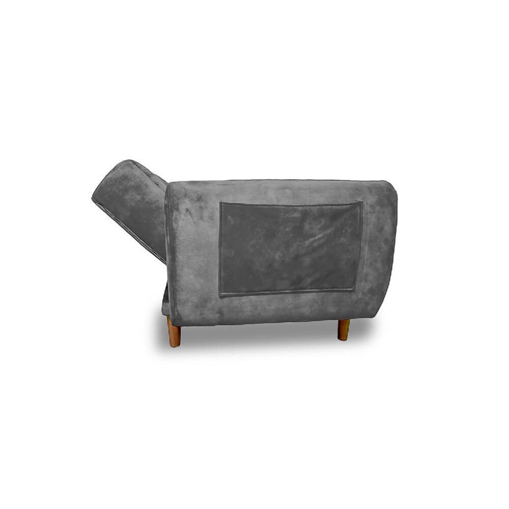 Sofá cama Volvo plata nobuk, patas de madera - VIRTUAL MUEBLES