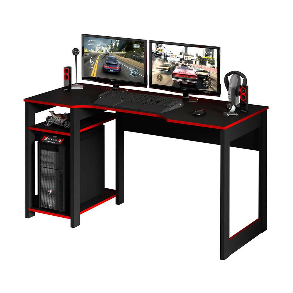 Escritorio Gamer Génova Negro Rojo - VIRTUAL MUEBLES