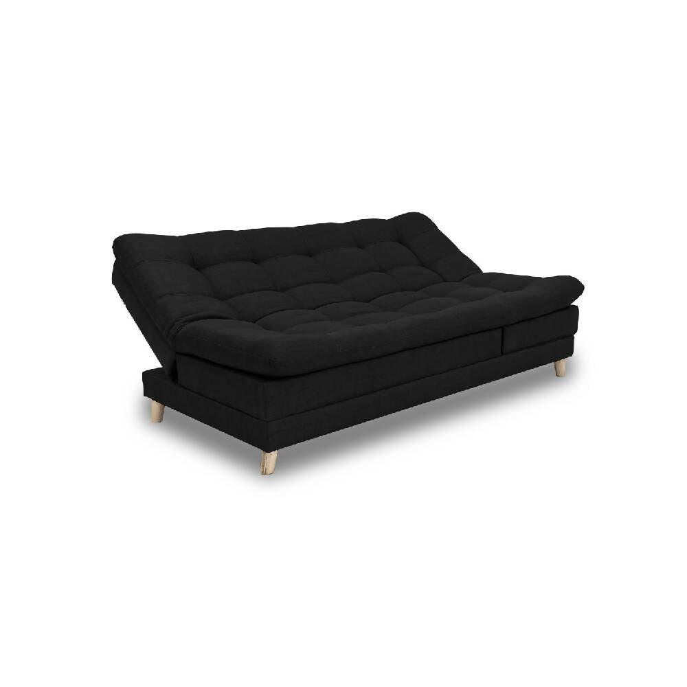Sofá cama Cameron negro Antirasguño, patas de madera - VIRTUAL MUEBLES