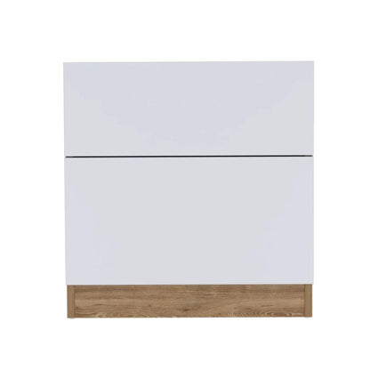 Mesa de Noche Nebrask color Miel y Blanco para Habitación.