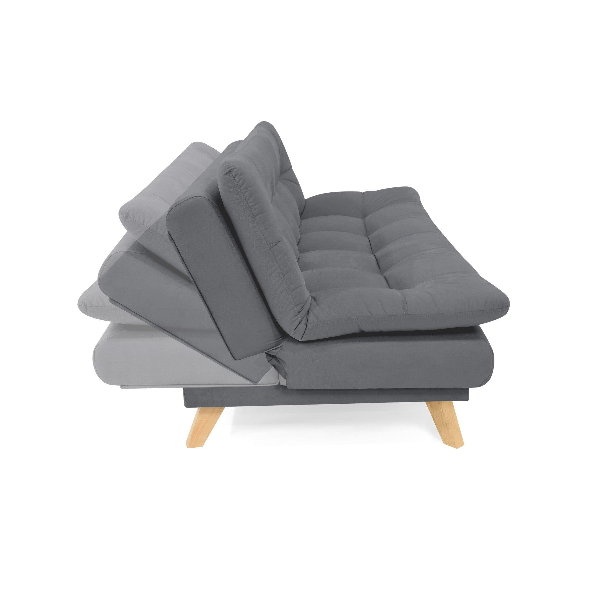 Sofa Cama Munich 3 Posiciones Tela Gris - VIRTUAL MUEBLES