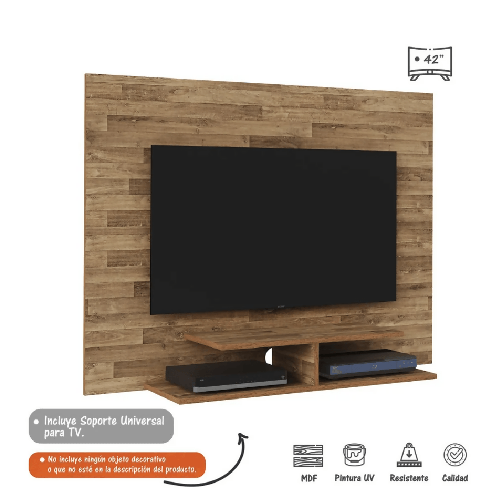 Panel Bertolini Jet Plus Rústico Para Pantalla Hasta 42” Incluye Soporte de TV